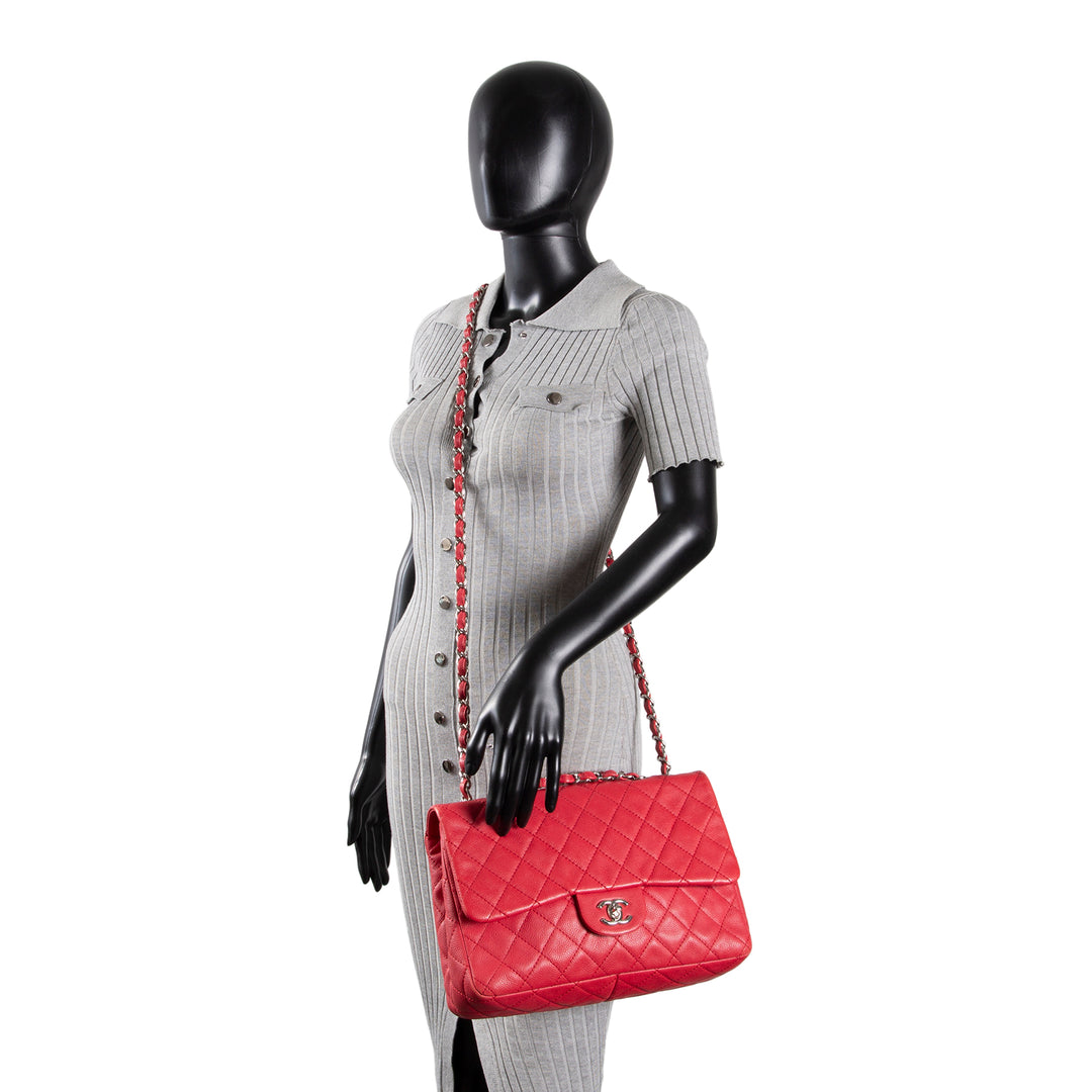 CHANEL Jumbo Single Flap Bag - Red OUTLET FINAL SALE