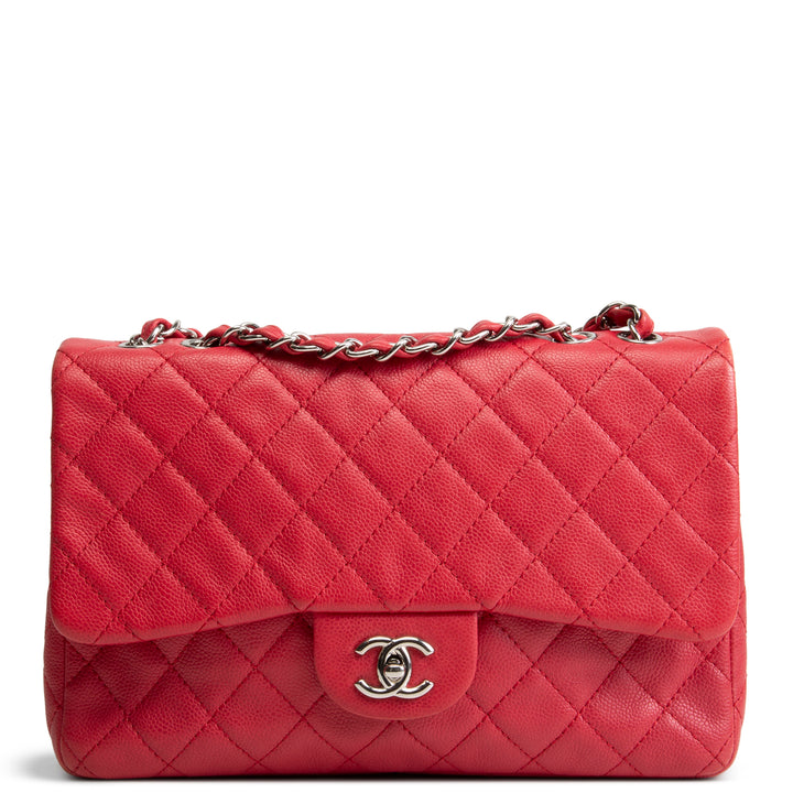 CHANEL Jumbo Single Flap Bag - Red OUTLET FINAL SALE