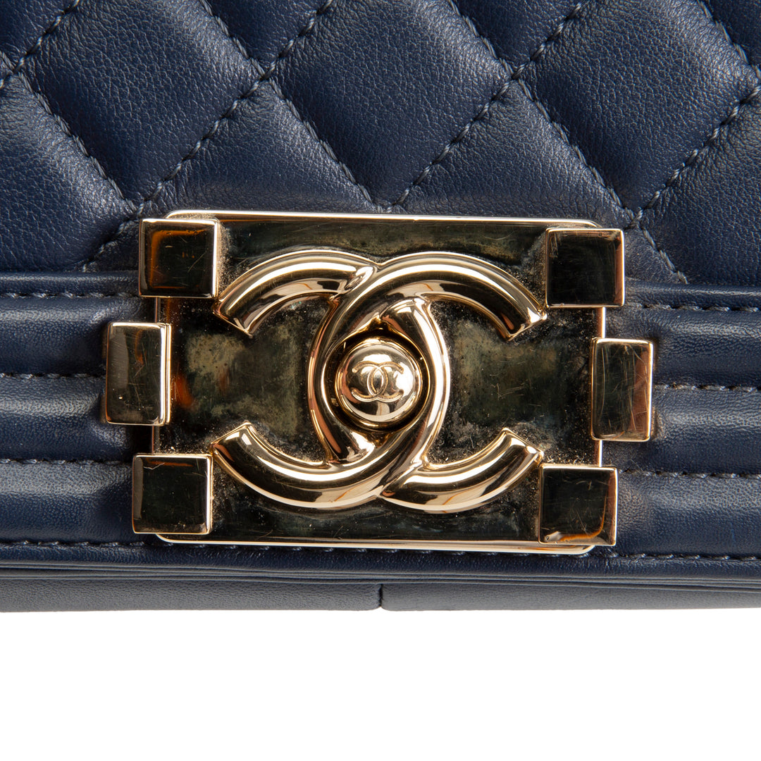 CHANEL Medium Quilted Boy Bag - Navy