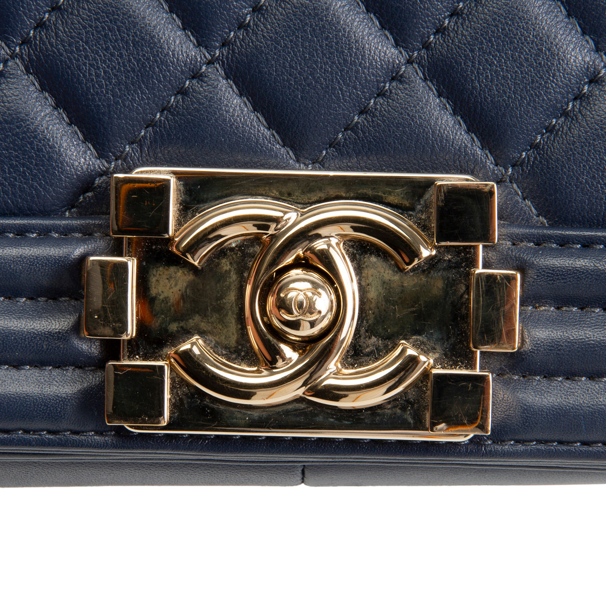 CHANEL Medium Quilted Boy Bag - Navy