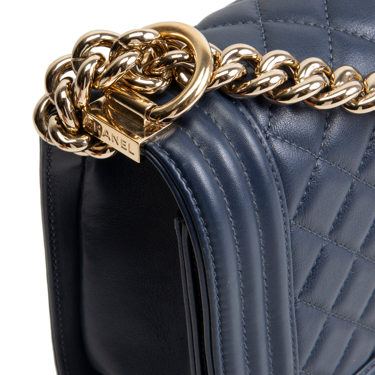 CHANEL Medium Quilted Boy Bag - Navy