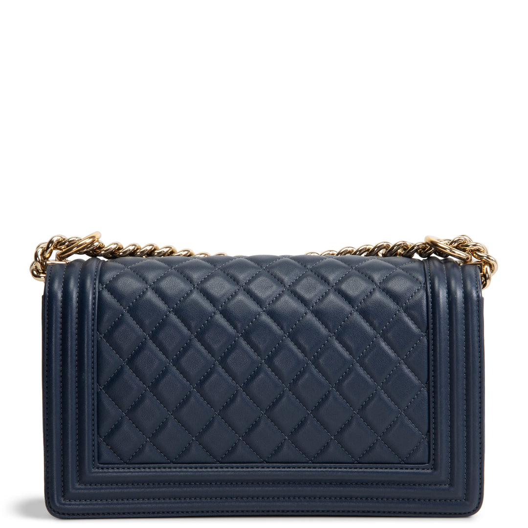 CHANEL Medium Quilted Boy Bag - Navy