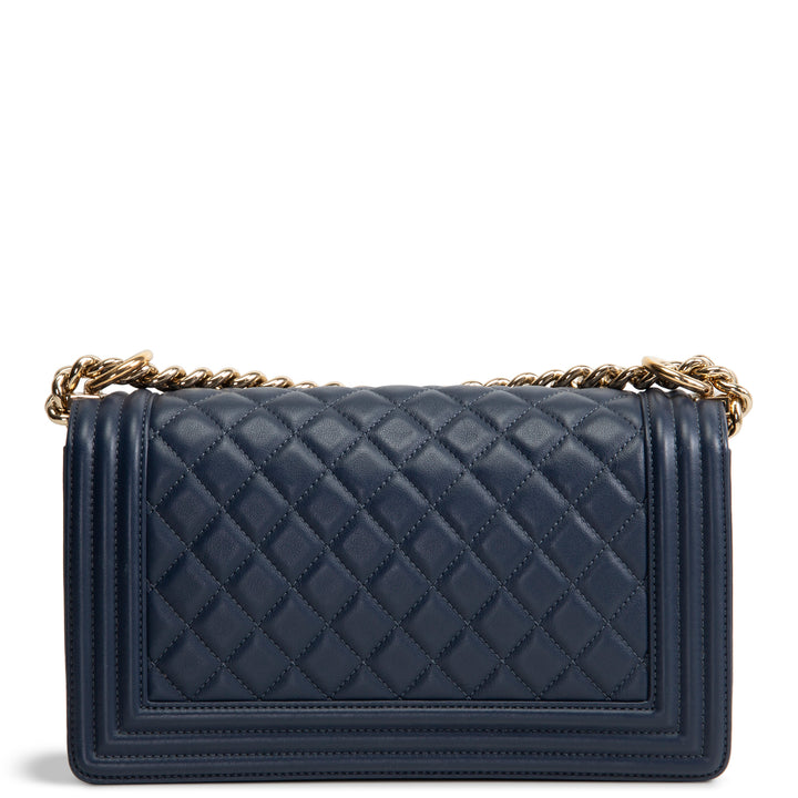 CHANEL Medium Quilted Boy Bag - Navy
