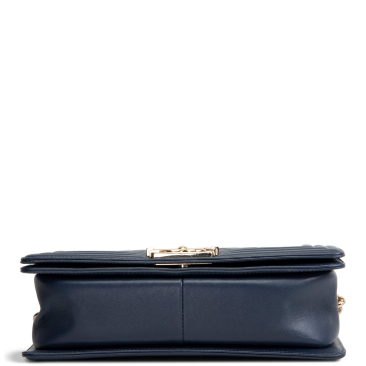 CHANEL Medium Quilted Boy Bag - Navy