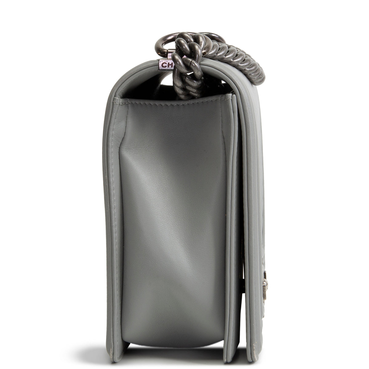 CHANEL Large Chevron Boy Bag - Grey