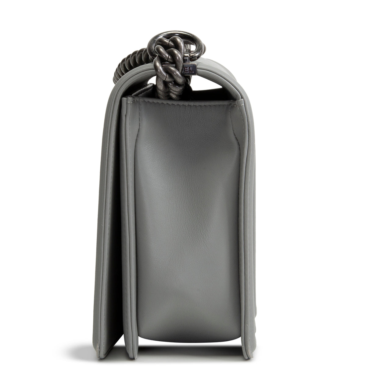 CHANEL Large Chevron Boy Bag - Grey
