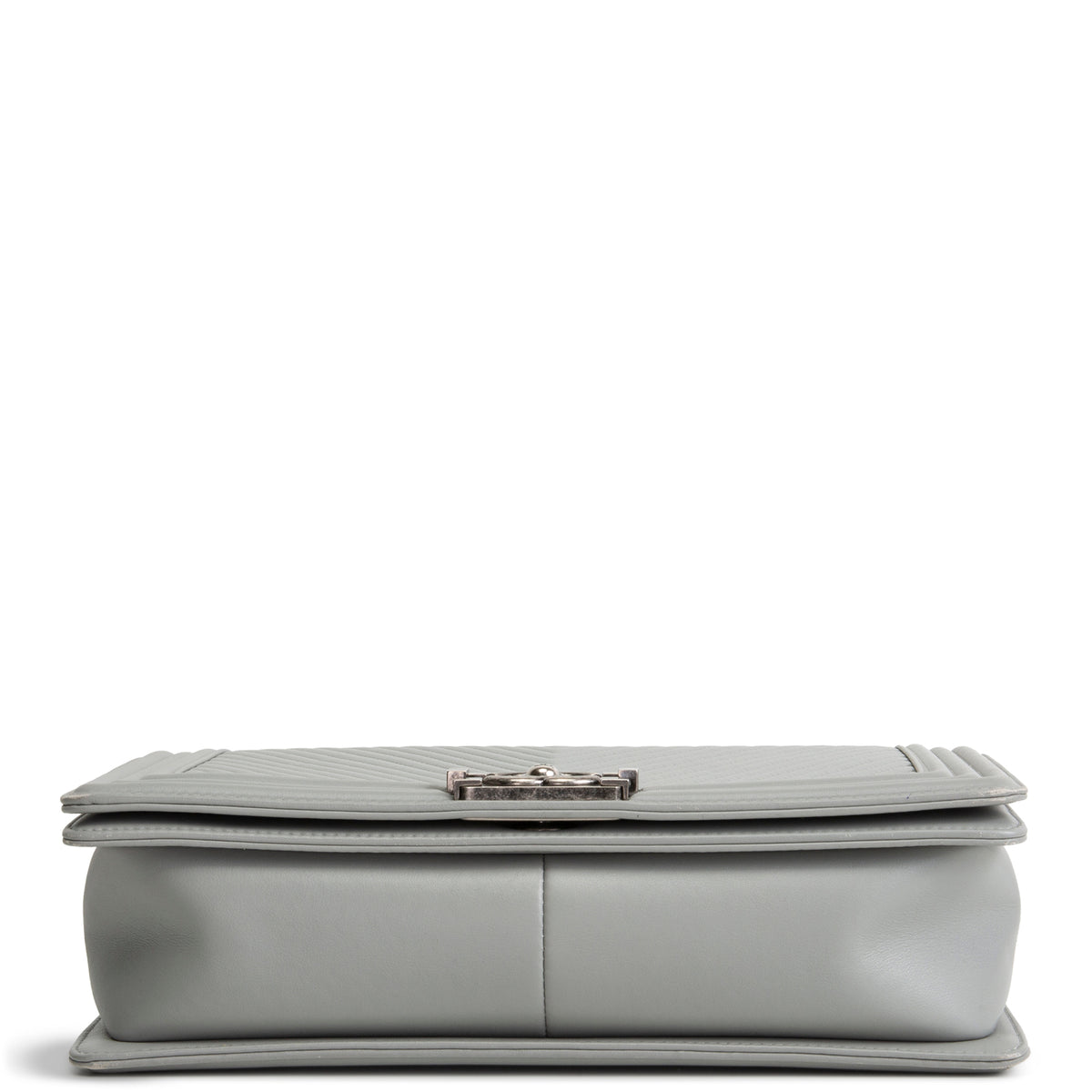 CHANEL Large Chevron Boy Bag - Grey