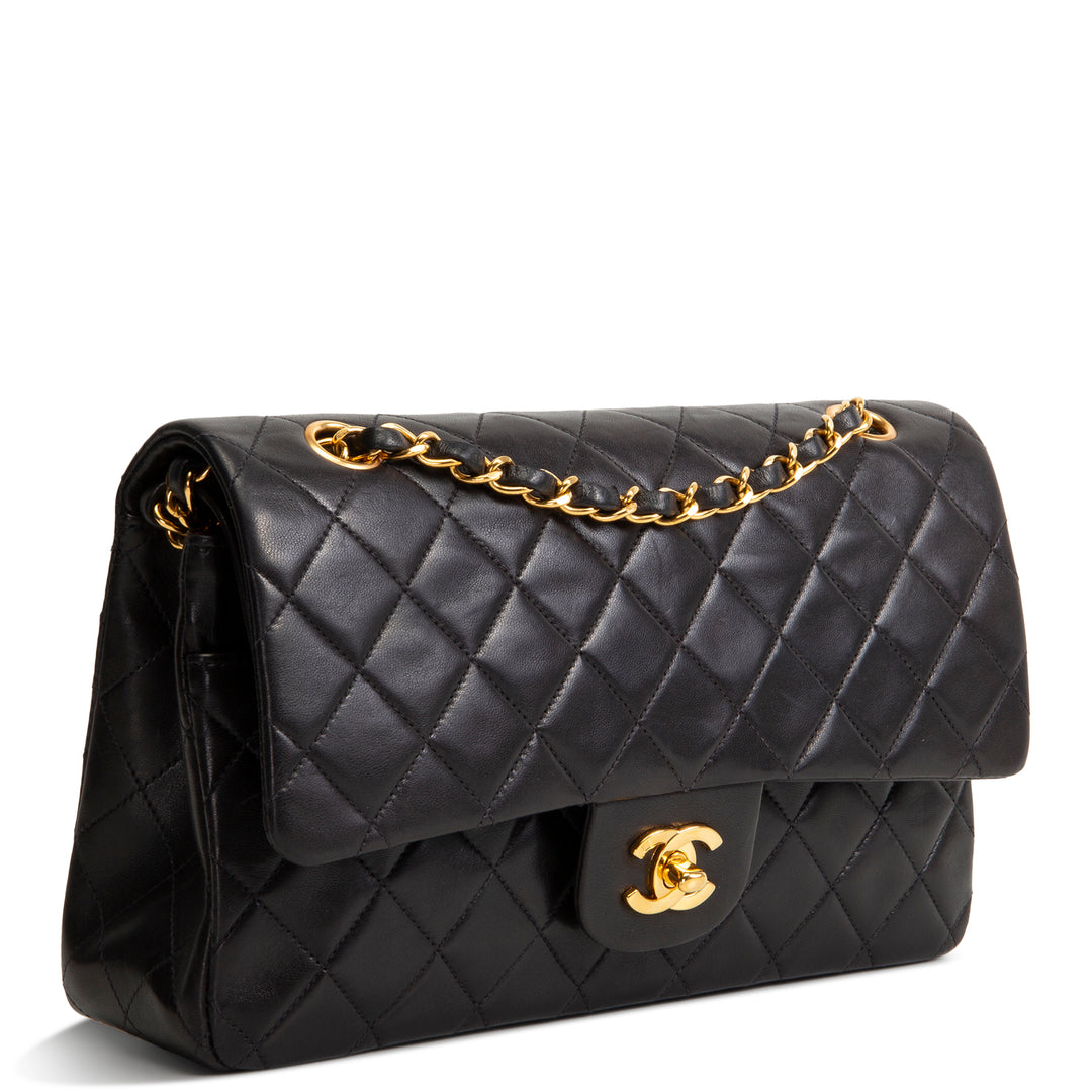 CHANEL Vintage Lambskin Medium Double Flap - Black