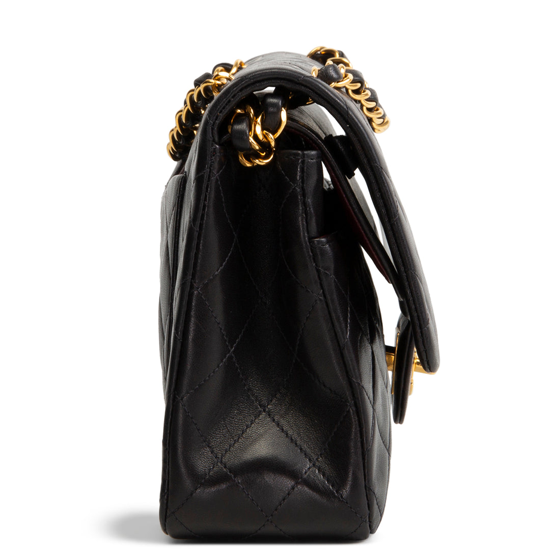 CHANEL Vintage Lambskin Medium Double Flap - Black