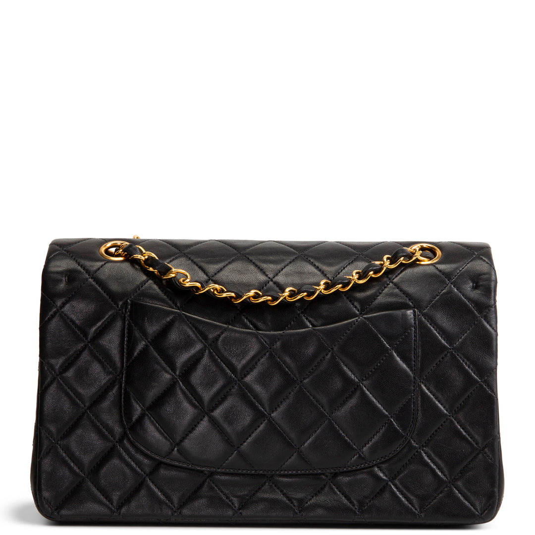 CHANEL Vintage Lambskin Medium Double Flap - Black