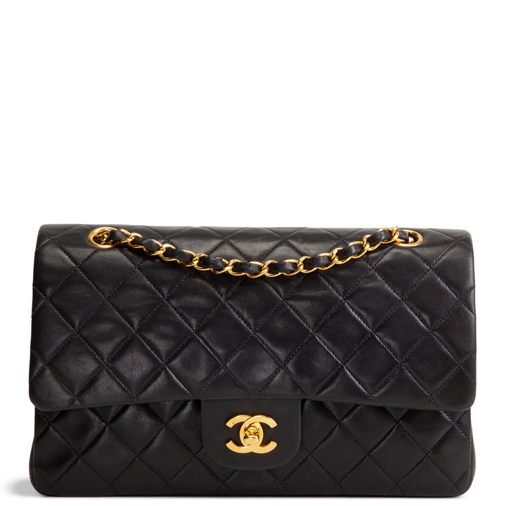CHANEL Vintage Lambskin Medium Double Flap - Black