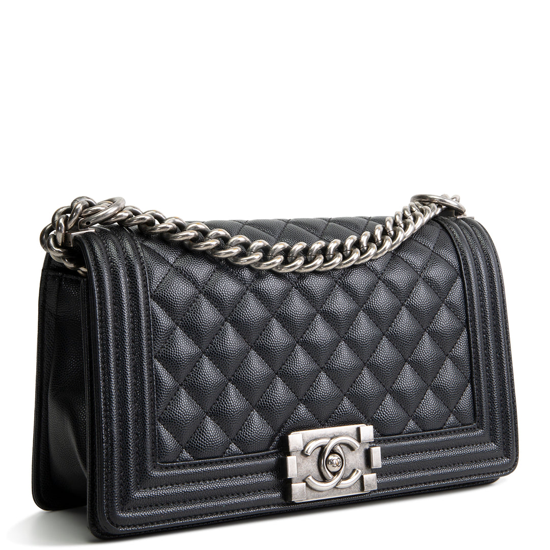 CHANEL Medium Boy Bag - Quilted Caviar OUTLET FINAL SALE