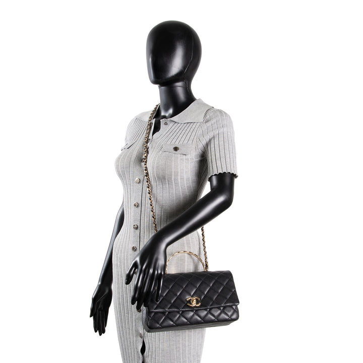 CHANEL Coco Crush Top Handle Bag - Black