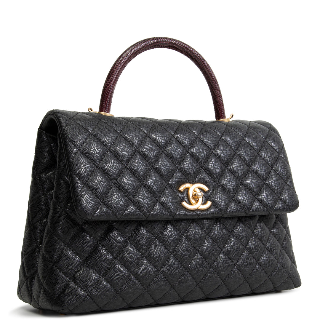 CHANEL Medium Lizard Handle Coco Top Handle