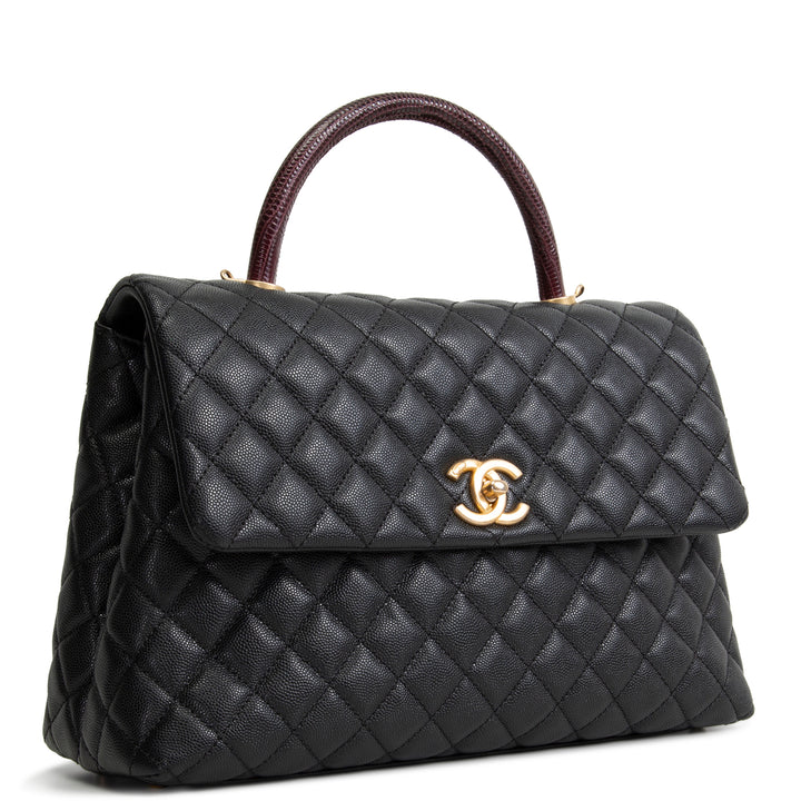 CHANEL Medium Lizard Handle Coco Top Handle