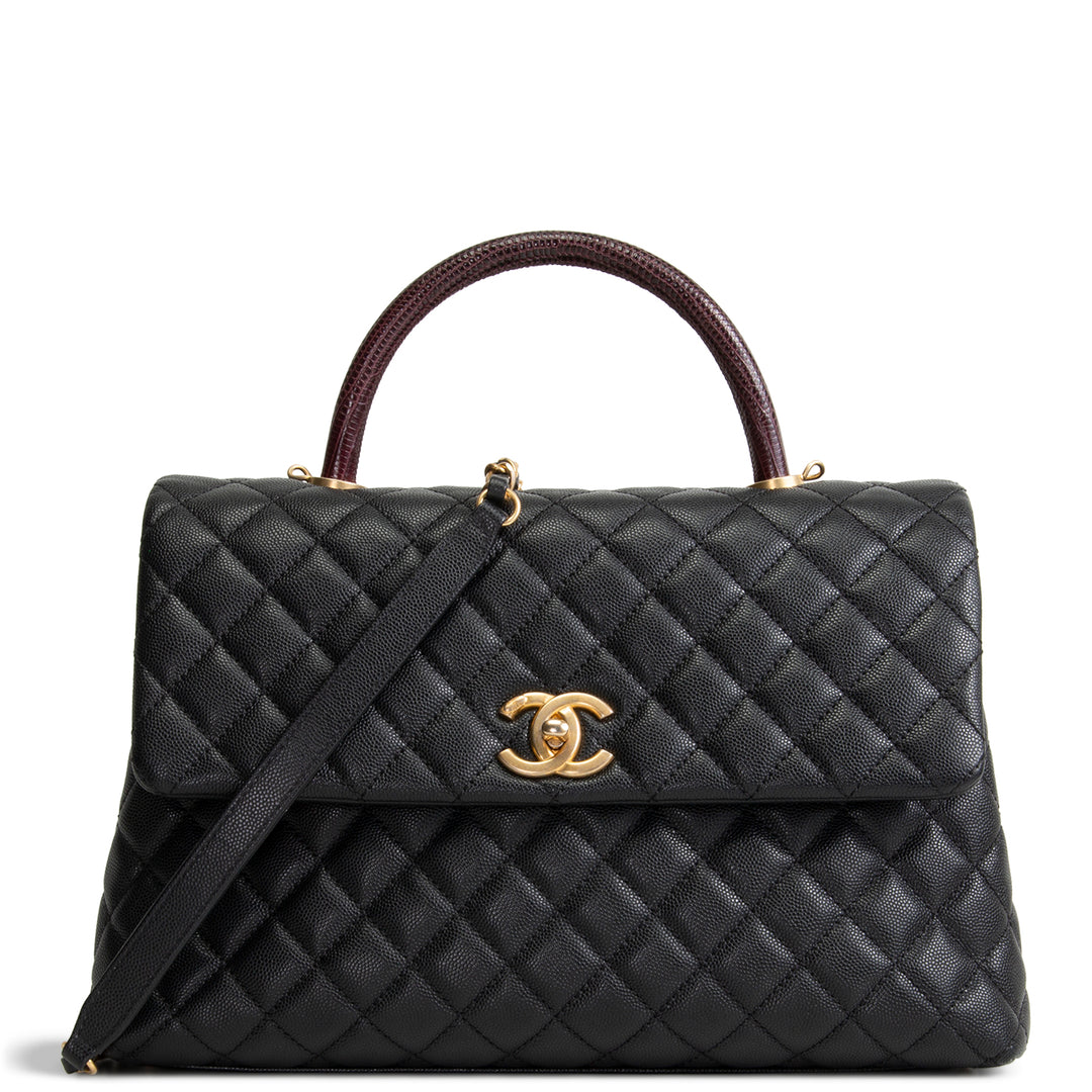 CHANEL Medium Lizard Handle Coco Top Handle