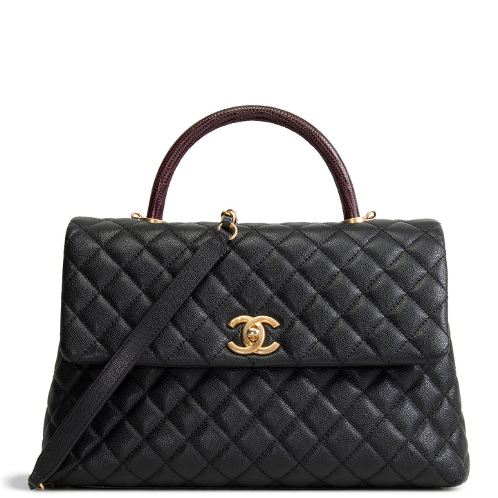 CHANEL Medium Lizard Handle Coco Top Handle
