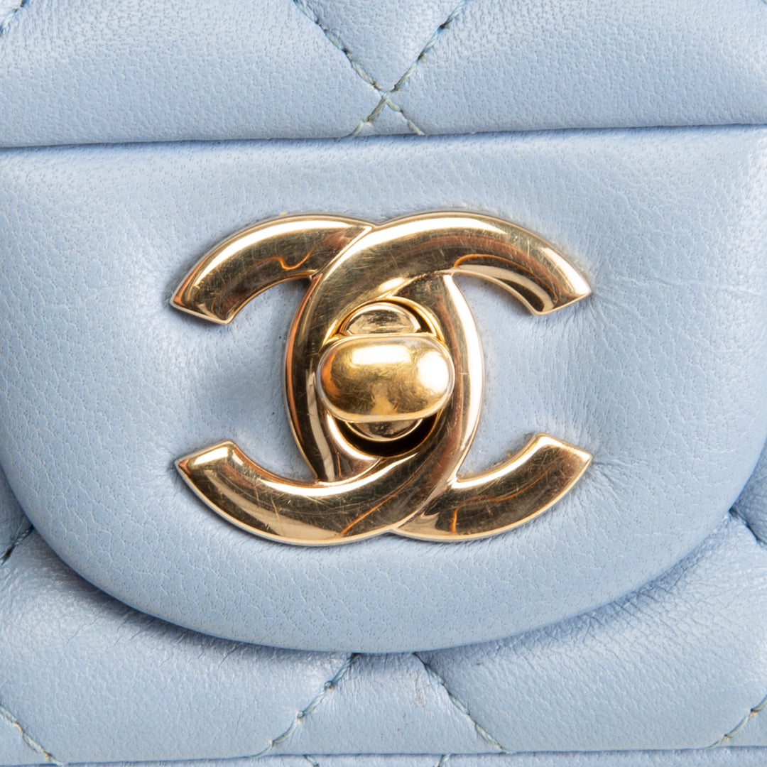CHANEL Mini Square Single Flap Bag - Periwinkle Blue