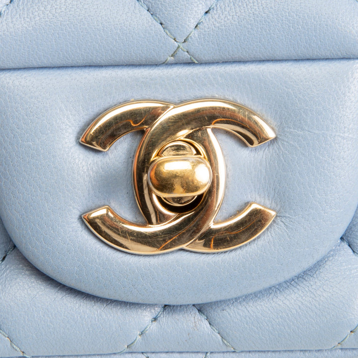 CHANEL Mini Square Single Flap Bag - Periwinkle Blue