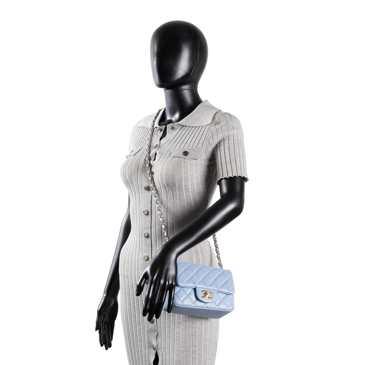 CHANEL Mini Square Single Flap Bag - Periwinkle Blue