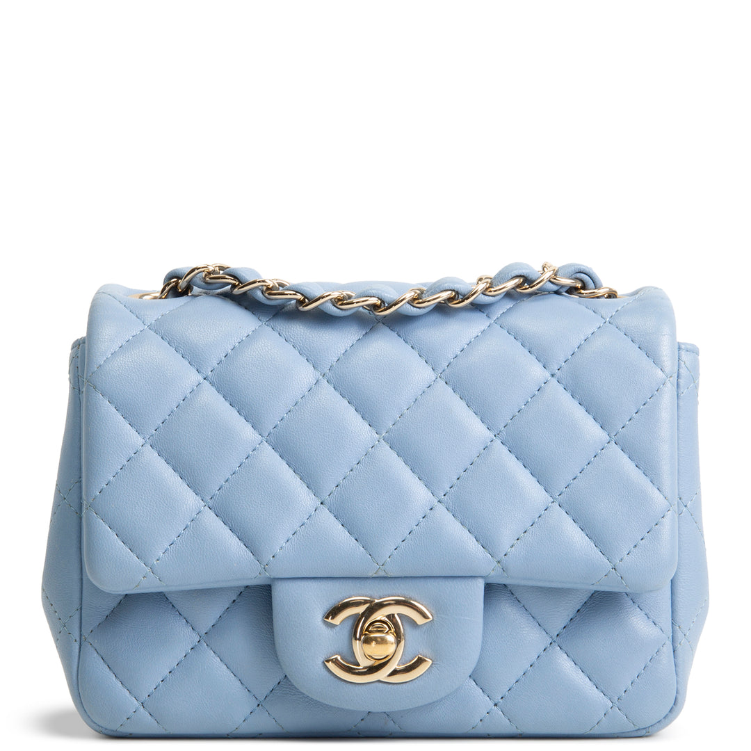 CHANEL Mini Square Single Flap Bag - Periwinkle Blue