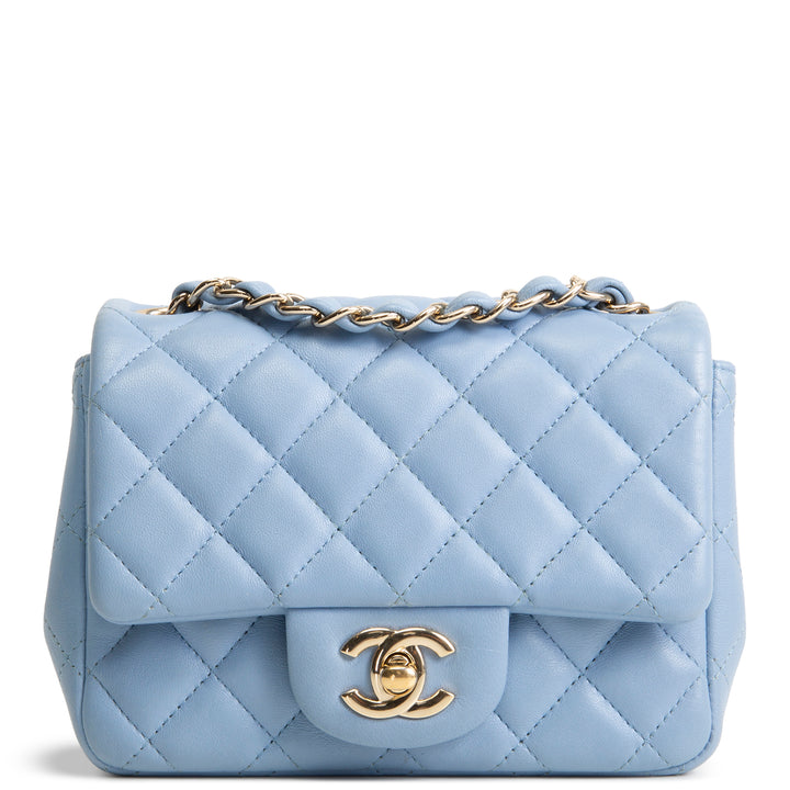 CHANEL Mini Square Single Flap Bag - Periwinkle Blue