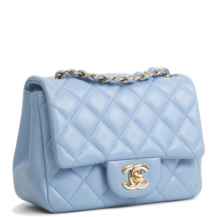 CHANEL Mini Square Single Flap Bag - Periwinkle Blue