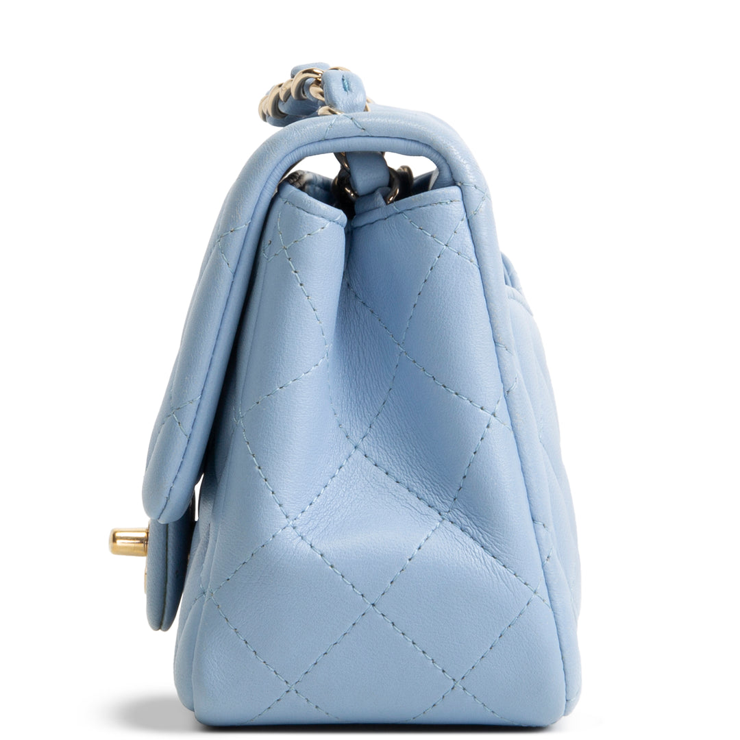 CHANEL Mini Square Single Flap Bag - Periwinkle Blue