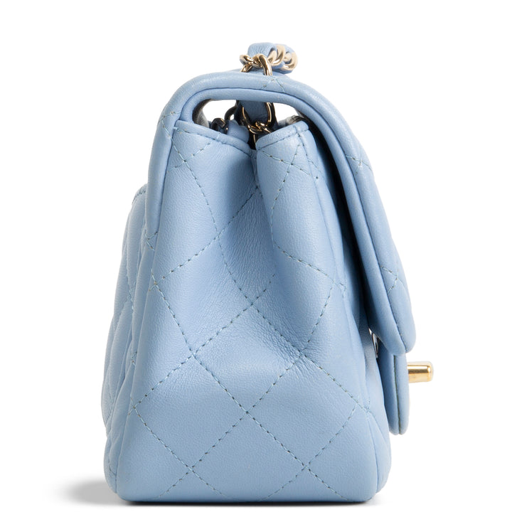 CHANEL Mini Square Single Flap Bag - Periwinkle Blue