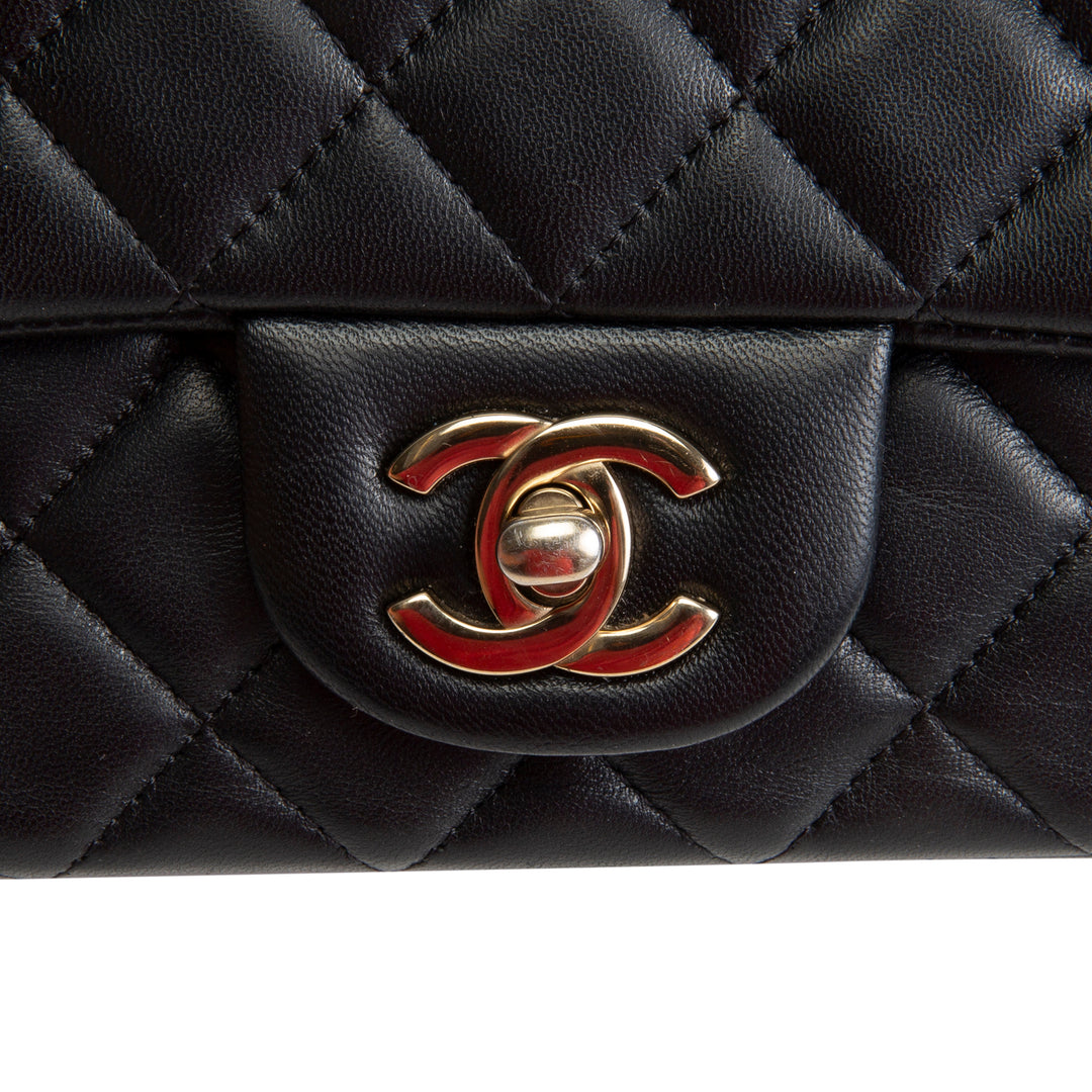 CHANEL Lambskin Mini Rectangular Flap Bag - Black OUTLET FINAL SALE