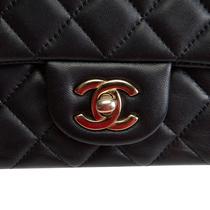 CHANEL Lambskin Mini Rectangular Flap Bag - Black OUTLET FINAL SALE