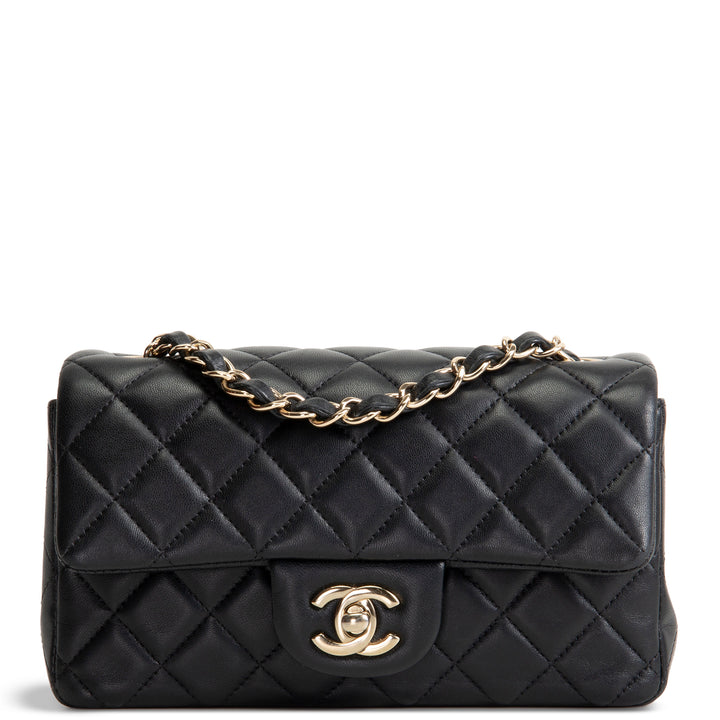 CHANEL Lambskin Mini Rectangular Flap Bag - Black OUTLET FINAL SALE