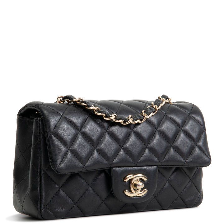 CHANEL Lambskin Mini Rectangular Flap Bag - Black OUTLET FINAL SALE