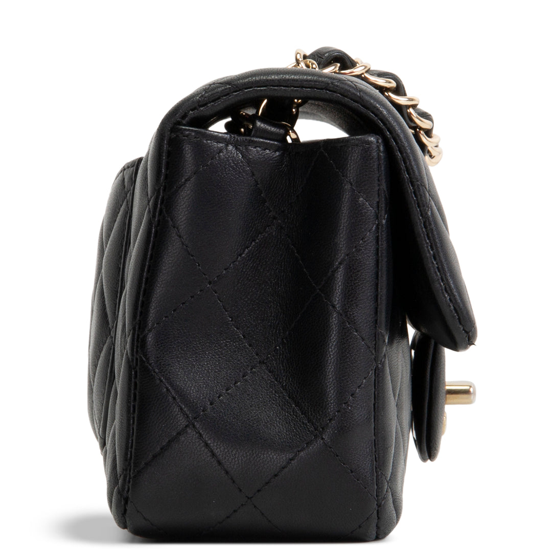 CHANEL Lambskin Mini Rectangular Flap Bag - Black OUTLET FINAL SALE