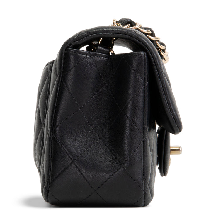 CHANEL Lambskin Mini Rectangular Flap Bag - Black OUTLET FINAL SALE