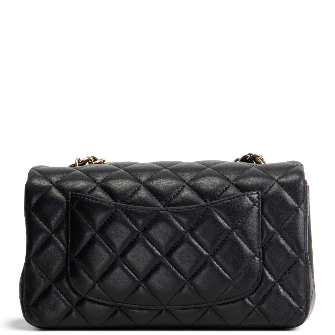 CHANEL Lambskin Mini Rectangular Flap Bag - Black OUTLET FINAL SALE