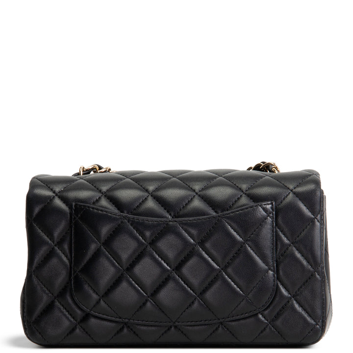 CHANEL Lambskin Mini Rectangular Flap Bag - Black OUTLET FINAL SALE