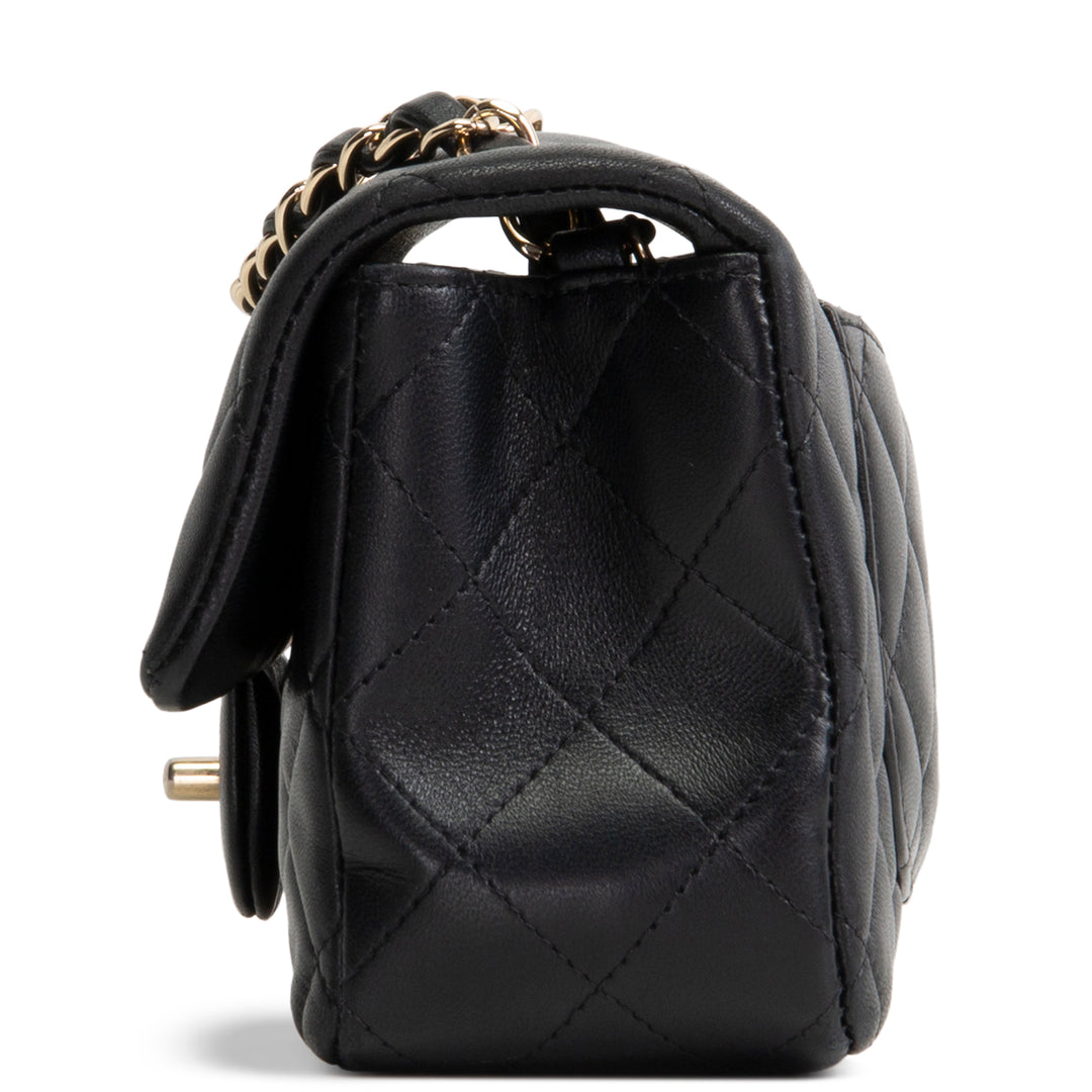 CHANEL Lambskin Mini Rectangular Flap Bag - Black OUTLET FINAL SALE