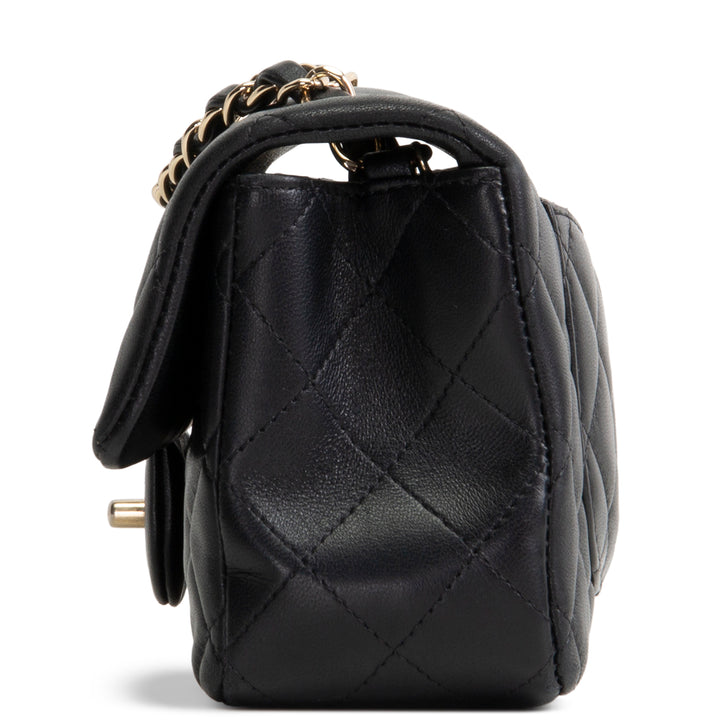 CHANEL Lambskin Mini Rectangular Flap Bag - Black OUTLET FINAL SALE