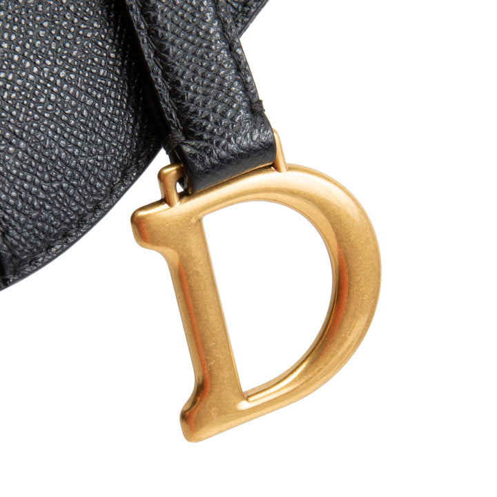 DIOR Leather Saddle Bag Mini w/ Strap - Black OUTLET FINAL SALE