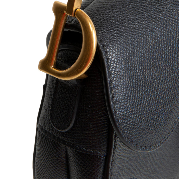DIOR Leather Saddle Bag Mini w/ Strap - Black OUTLET FINAL SALE