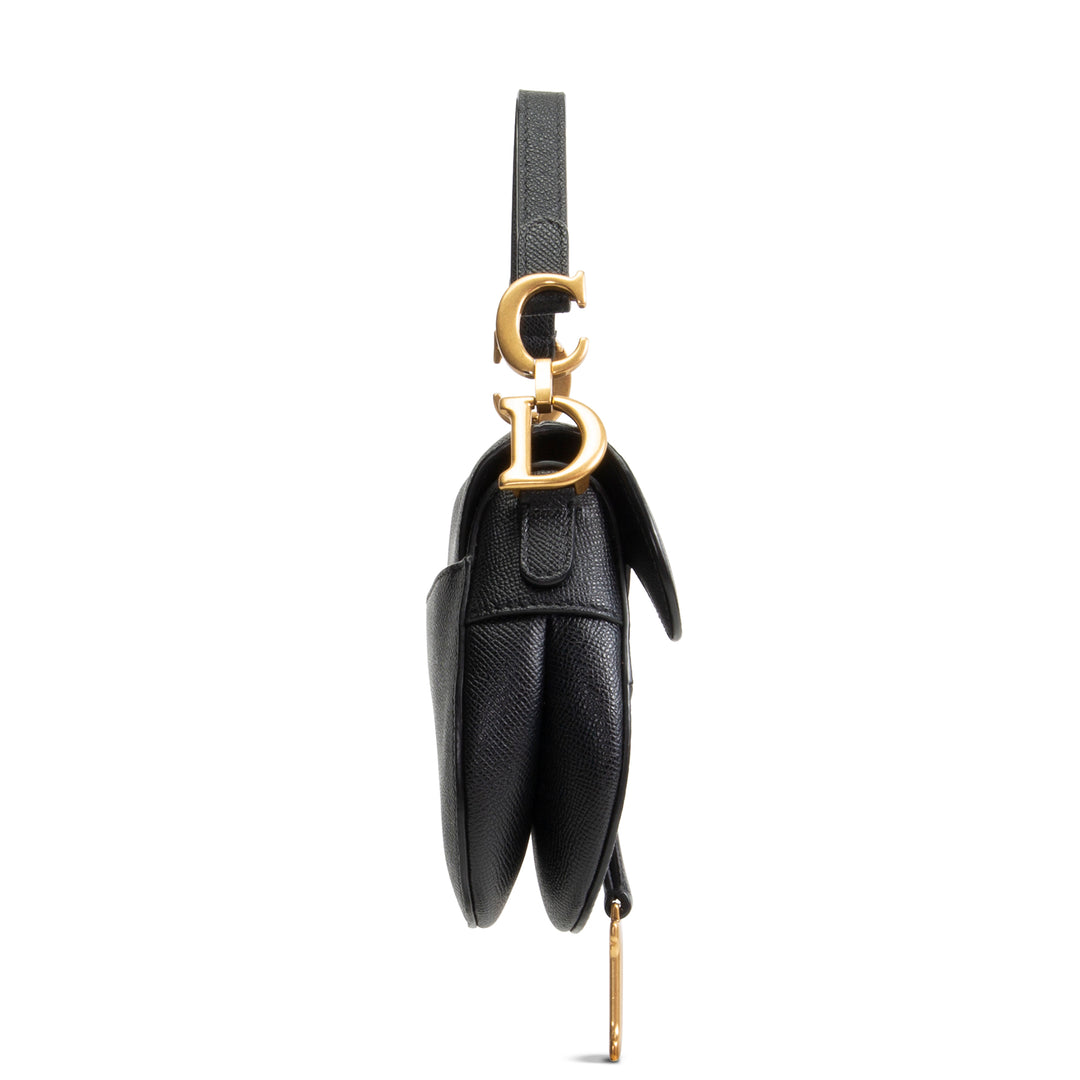 DIOR Leather Saddle Bag Mini w/ Strap - Black OUTLET FINAL SALE