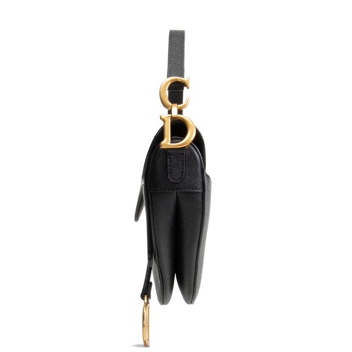 DIOR Leather Saddle Bag Mini w/ Strap - Black OUTLET FINAL SALE