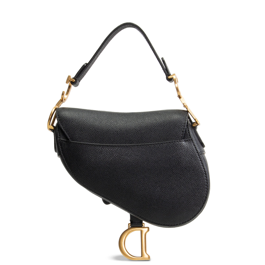 DIOR Leather Saddle Bag Mini w/ Strap - Black OUTLET FINAL SALE