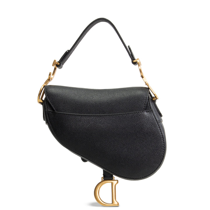 DIOR Leather Saddle Bag Mini w/ Strap - Black OUTLET FINAL SALE