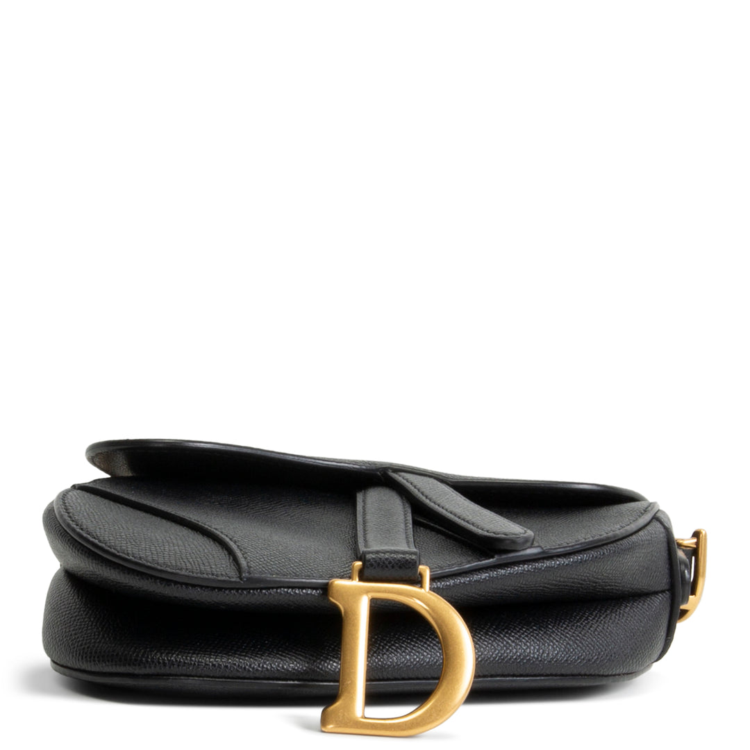 DIOR Leather Saddle Bag Mini w/ Strap - Black OUTLET FINAL SALE