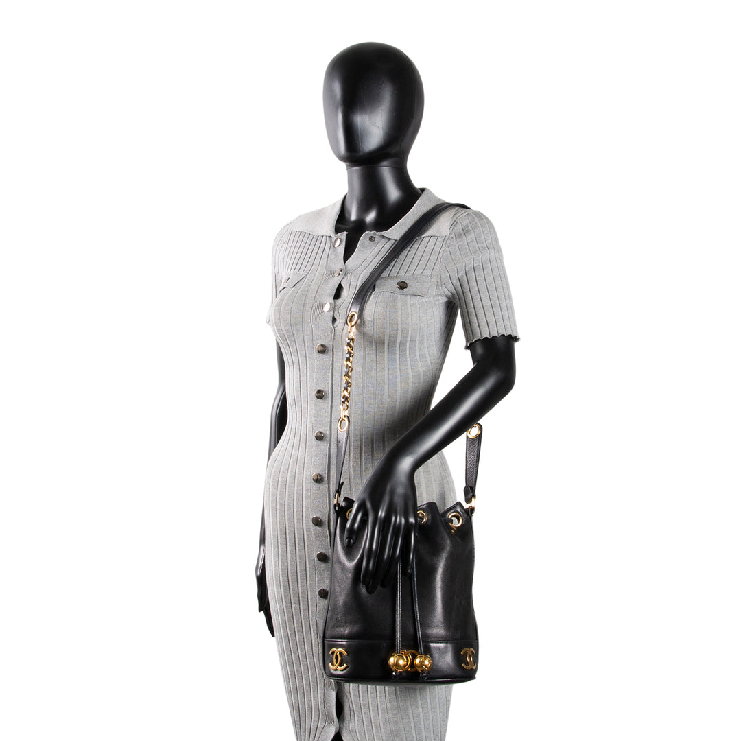 CHANEL Vintage Triple CC Bucket Bag - Black OUTLET FINAL SALE