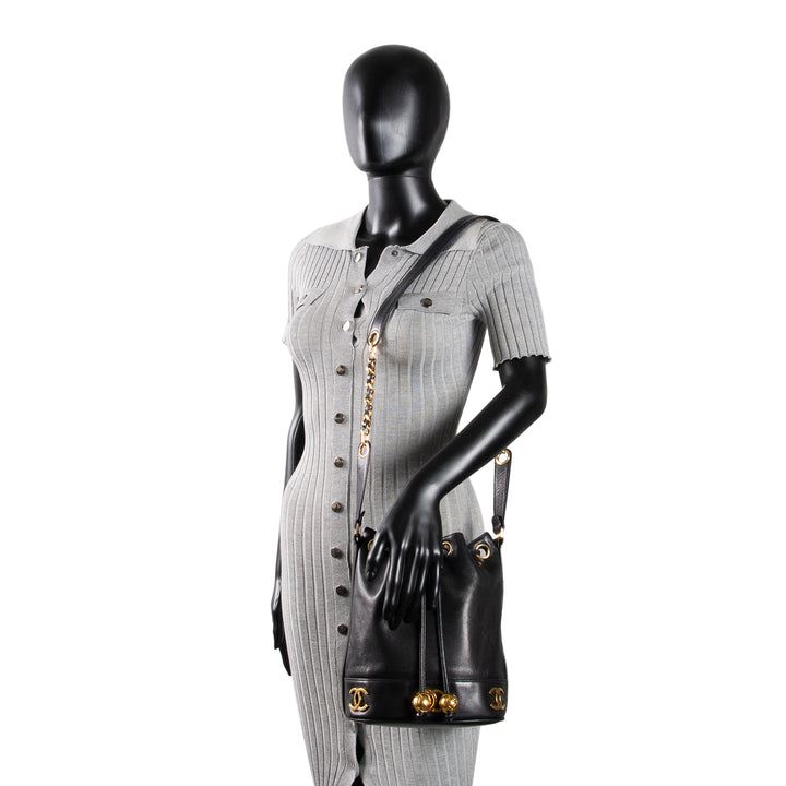 CHANEL Vintage Triple CC Bucket Bag - Black OUTLET FINAL SALE