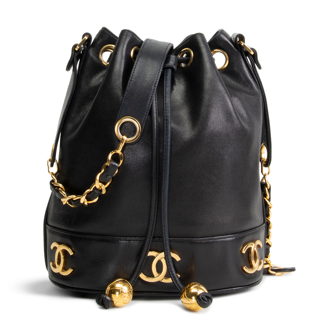 CHANEL Vintage Triple CC Bucket Bag - Black OUTLET FINAL SALE
