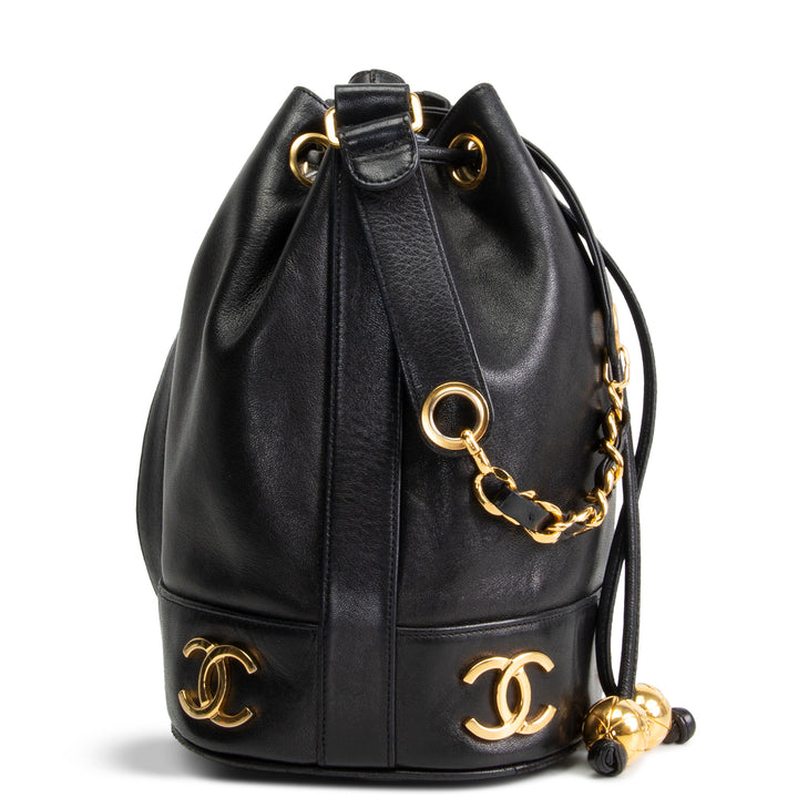 CHANEL Vintage Triple CC Bucket Bag - Black OUTLET FINAL SALE